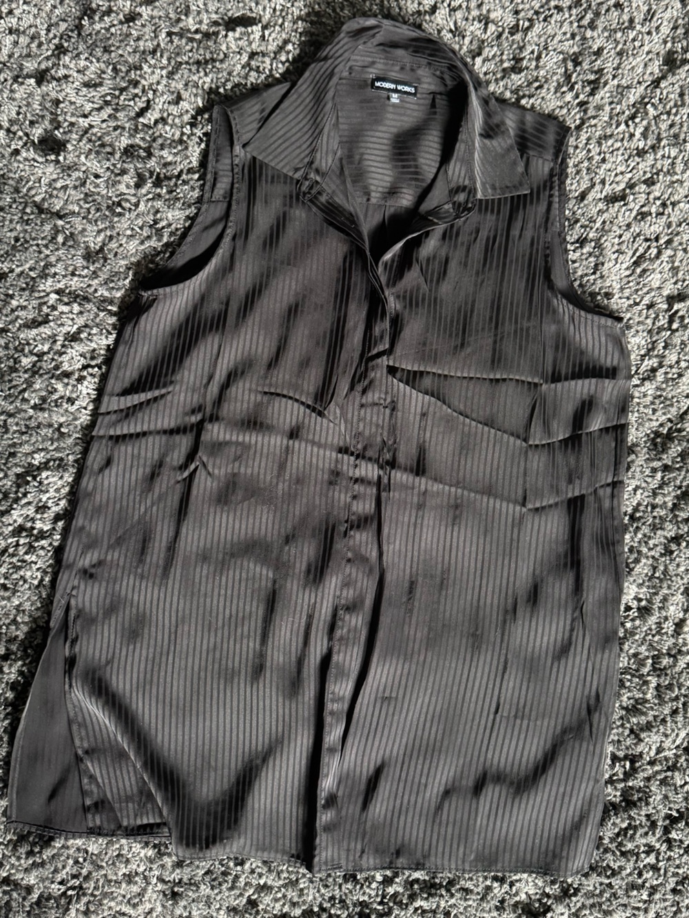 Sleeveless High Low Tunic Blouse Black - Size Medium